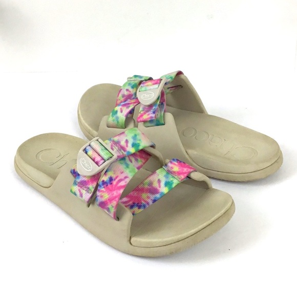 Chaco Chillos Slides Tie Dye Sandals - Picture 1 of 9
